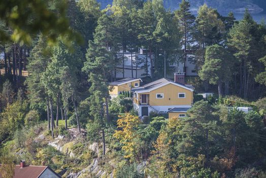 Knardal is a village in Halden just outside the city. Image is shot from Fredriksten fortress in Halden, Norway.