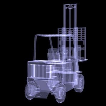 Loader. X-ray. 3d render isolated on a black background