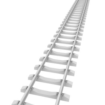 White railroad. 3d rendering on white background