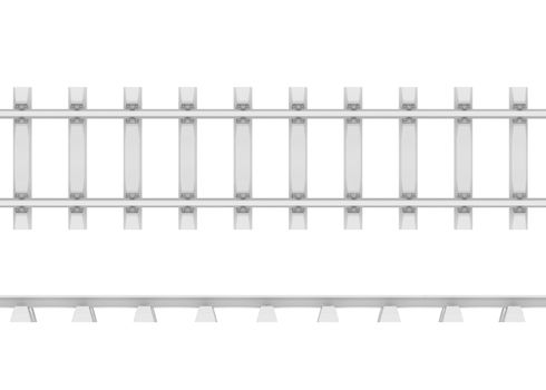 White railroad. 3d rendering on white background