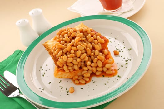 Delicious and simple old fashioned baked beans stack on toast.