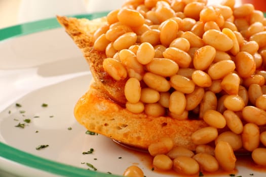 Delicious and simple old fashioned baked beans stack on toast.