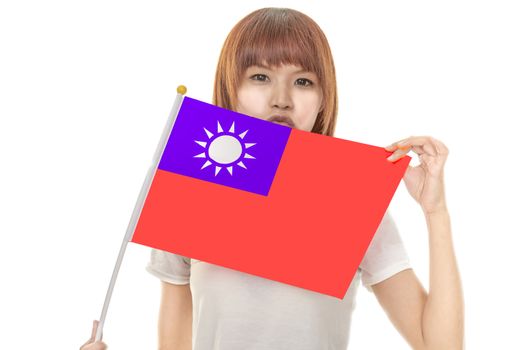 Asian Chinese woman with ROC flag