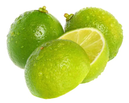 Fresh lime on a white background.