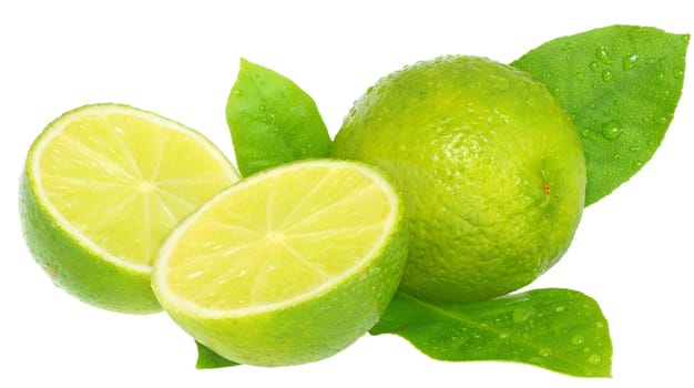 The lemon on a white background.