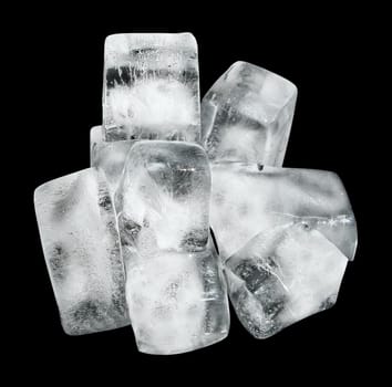 Cubes of ice on a black background.