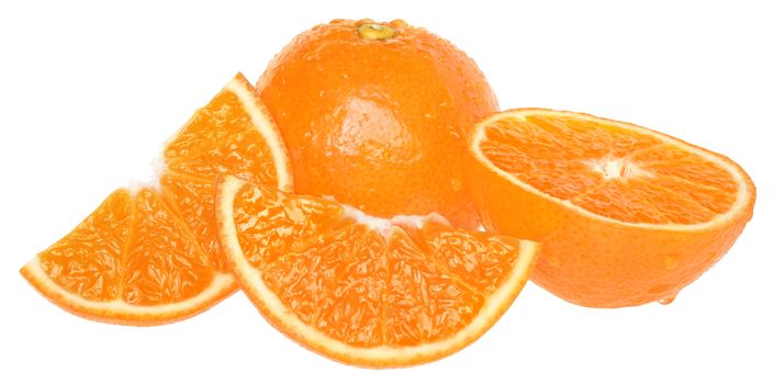 Ripe tangerines on a white background