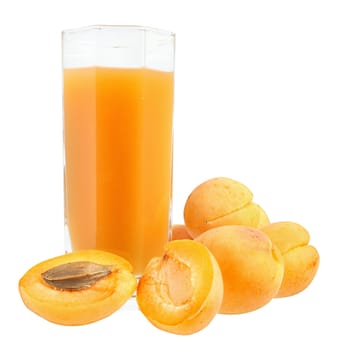 Apricot juice on white background.