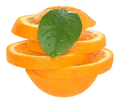 Ripe orange on a white background