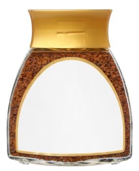 Instant coffee in the glass jar, Isolated on white.