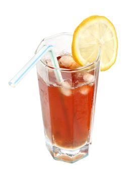 Cool tea with lemon on a