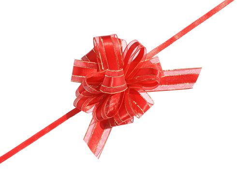 Red bow on a white background.