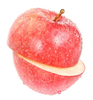 Ripe apple on a white background.