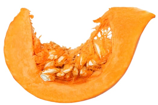 Sliced pumpkin on a white background.