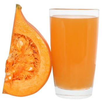 Pumpkin juice isolated on white background.