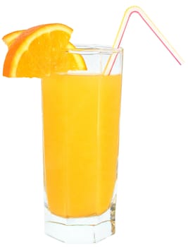 Orange juice on a white background.