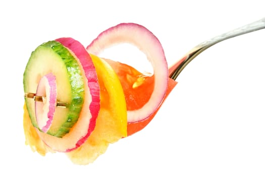 Fork with salad from vegetables