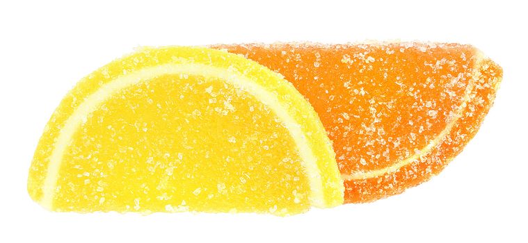 Fruit candy on a white background.