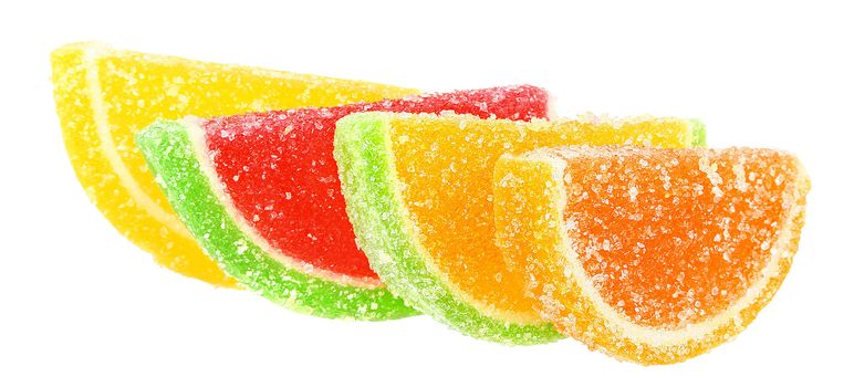 Fruit candy on a white background.