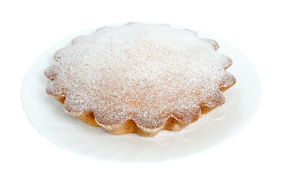 Piece of a pie on a white background.
