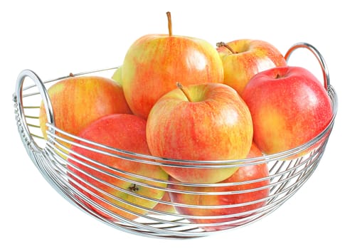 Apples in a vase on a white background.