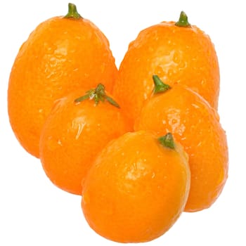Group of fresh kumquat close up isolated on white background
