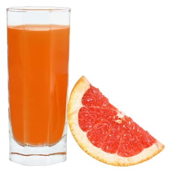 Juice of a grapefruit on a white background