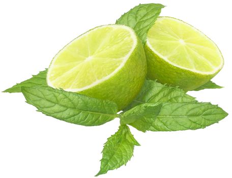 Fresh lime on a white background.