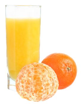 Tangerine juice on a white background.