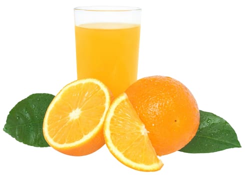 Orange juice on a white background.