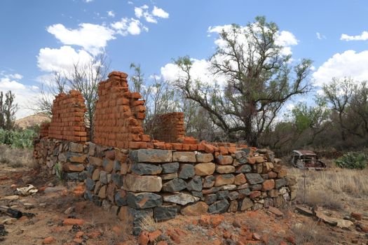 Abandoned house ruins and auto in the Karoo in South Africa