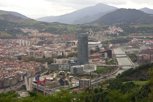 BILBAO - SEPTEMBER 2013.  Panoramic view of Bilbao city and the Guggenheim Museum. On September 2013 in Bilbabo, Spain. 
