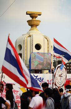 BANGKOK - NOVEMBER 11 : The Democrats are on the march at Democracy monument, on November 11, 2013 in Bangkok, Thailand 