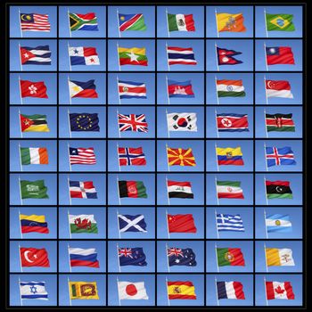 A collection of national flags from countries around the world.