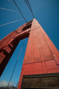 Golden Gate sign on Bridge in San Francisco, California, USA