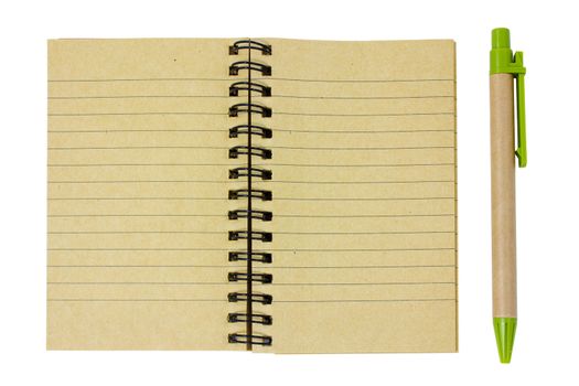 Blank notepad and pen isolated on a white
