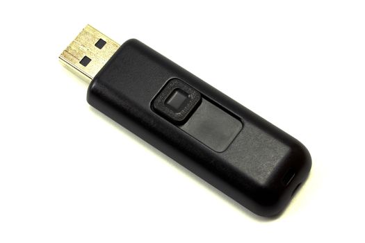backside of USB flash drive on white background