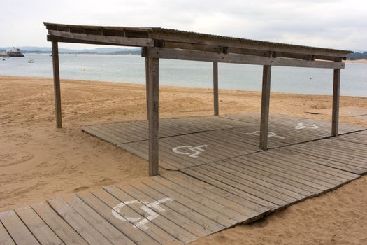 Beach access ramp for wheelchair in Santander, Spain