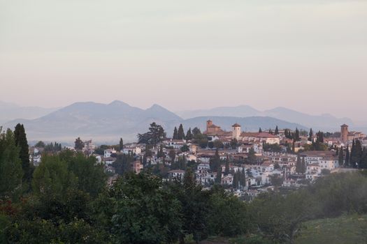 Granada, view of the Arab quarter early in the morning