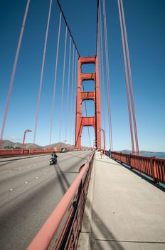 Golden Gate Bridge in San Francisco with motorcycle, California, USA