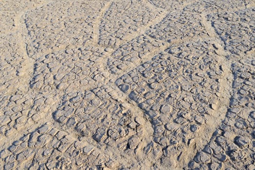 Landscape of desert with cracks in Northwest of China