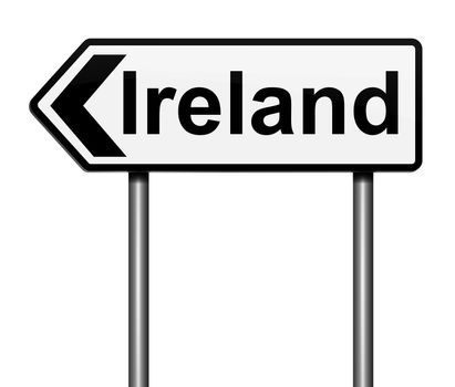 Illustration depicting a sign directing to Ireland.