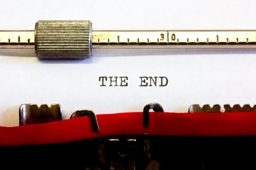 typewriter with the following text: the end