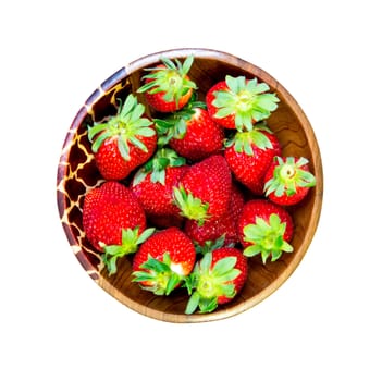 bowl with strawberries isolated on white