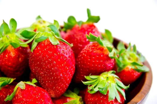 bowl with strawberries isolated on white