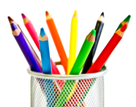 Set of color pencils in holder