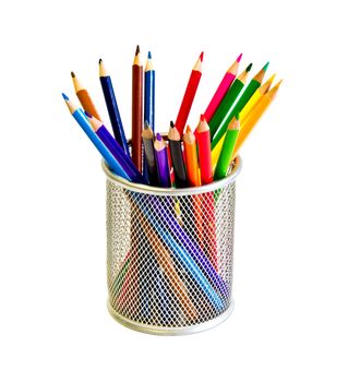 Set of color pencils in holder