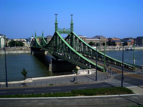 Indipendence Bridge over the Danube River, Budapest, Hungary