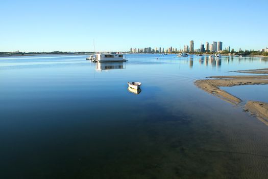 The Broadwater Gold Coast Australia with Southport and Main Beach in the background.