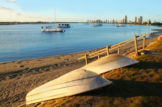 The Broadwater Gold Coast Australia with Southport and Main Beach in the background.